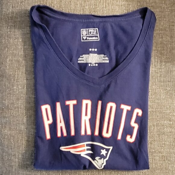 Women's NFL Pro Line Fanatics New England Patriots Navy V-neck Tee - M - Picture 3 of 4